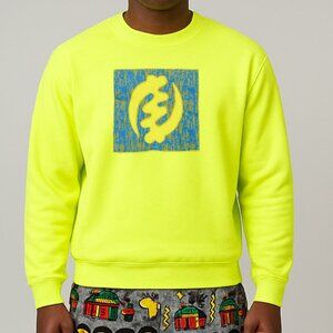 African Symbol Crewneck Sweatshirt – Neon Green Afrocentric Sweater